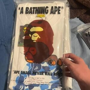 Bape White and Brown Short Sleeve Tee